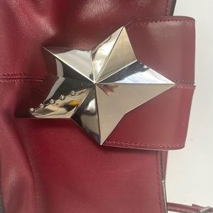 Thierry Mugler 2 strap red leather mini bag. Vintage y2k